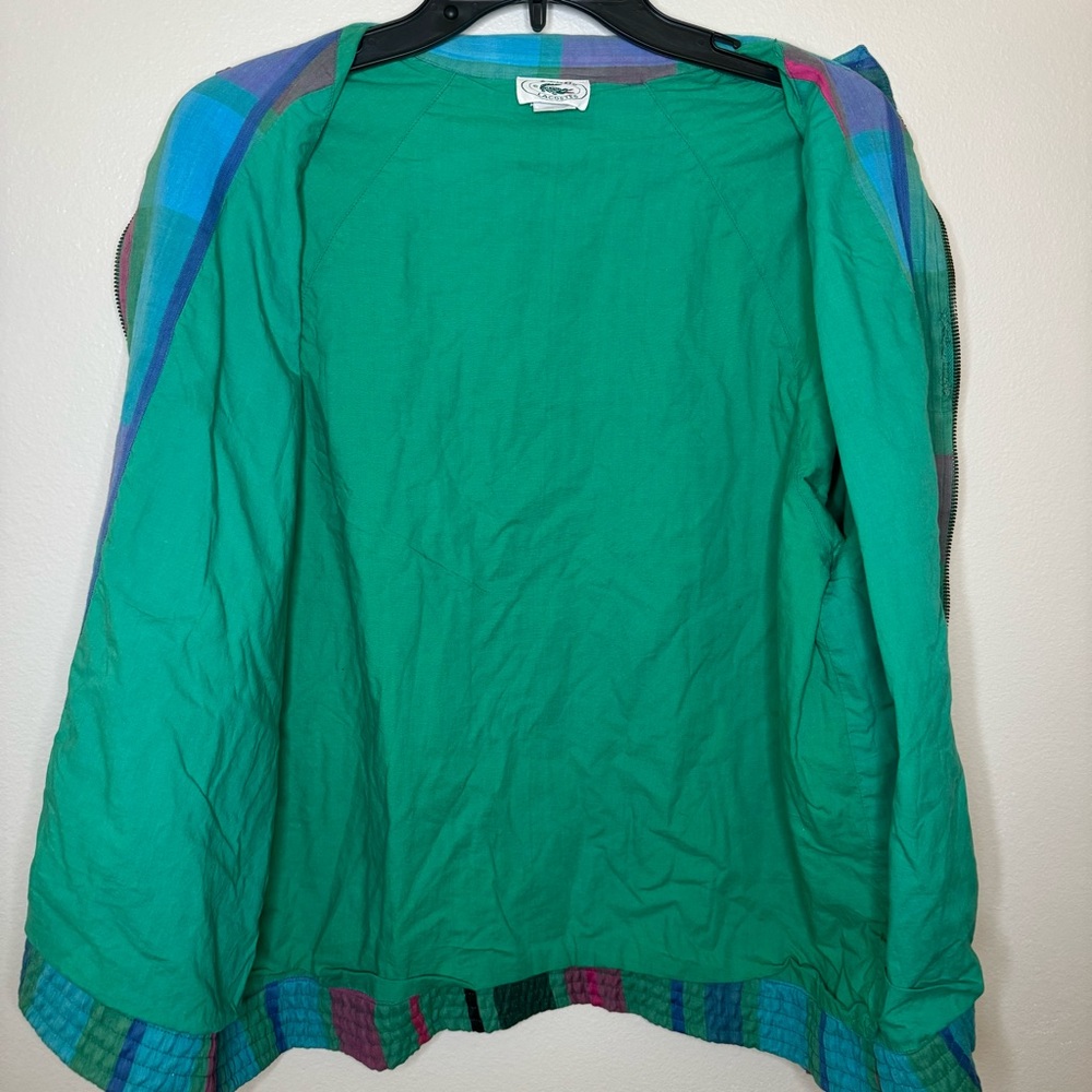 Vintage 80s IZOD Lacoste Madras Plaid Full Zip Bomber Jacket Men’s Medium - Picture 7 of 12